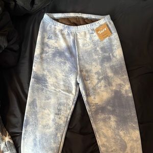 XL 4 way stretch just cozy leggings blue/white washout/ tie dye look